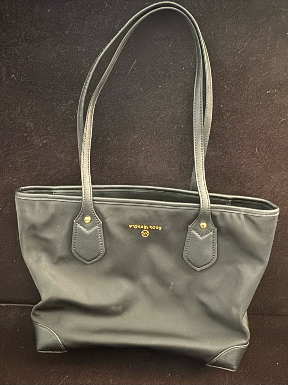 Michael Kors Black Nylon Tote with Gold Logo